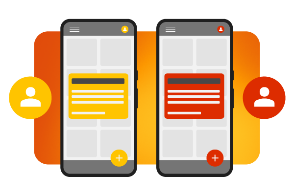 Duas mensagens no app com estilos diferentes